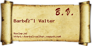 Barbél Valter névjegykártya